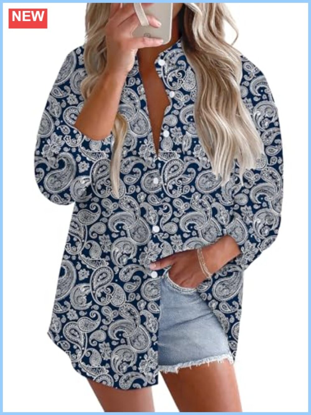 Womens Linen Cotton Button Down Shirt Loose Fit V Neck Roll Up Sleeve Blouse
